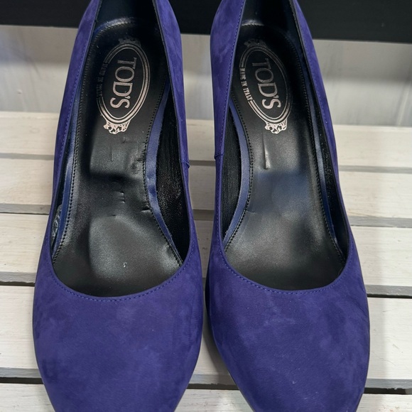 Tods PURPLE Suede Round Toe Wedges, Size IT 40/US 10, NNB, $1250, Walkable Chic. - Picture 5 of 8
